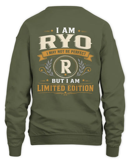 RYO KT88-V9 - Personalized “I Am NAME I May Not Be Perfect, But I Am Limited Edition” - Unisex Sweatshirt - Military Green