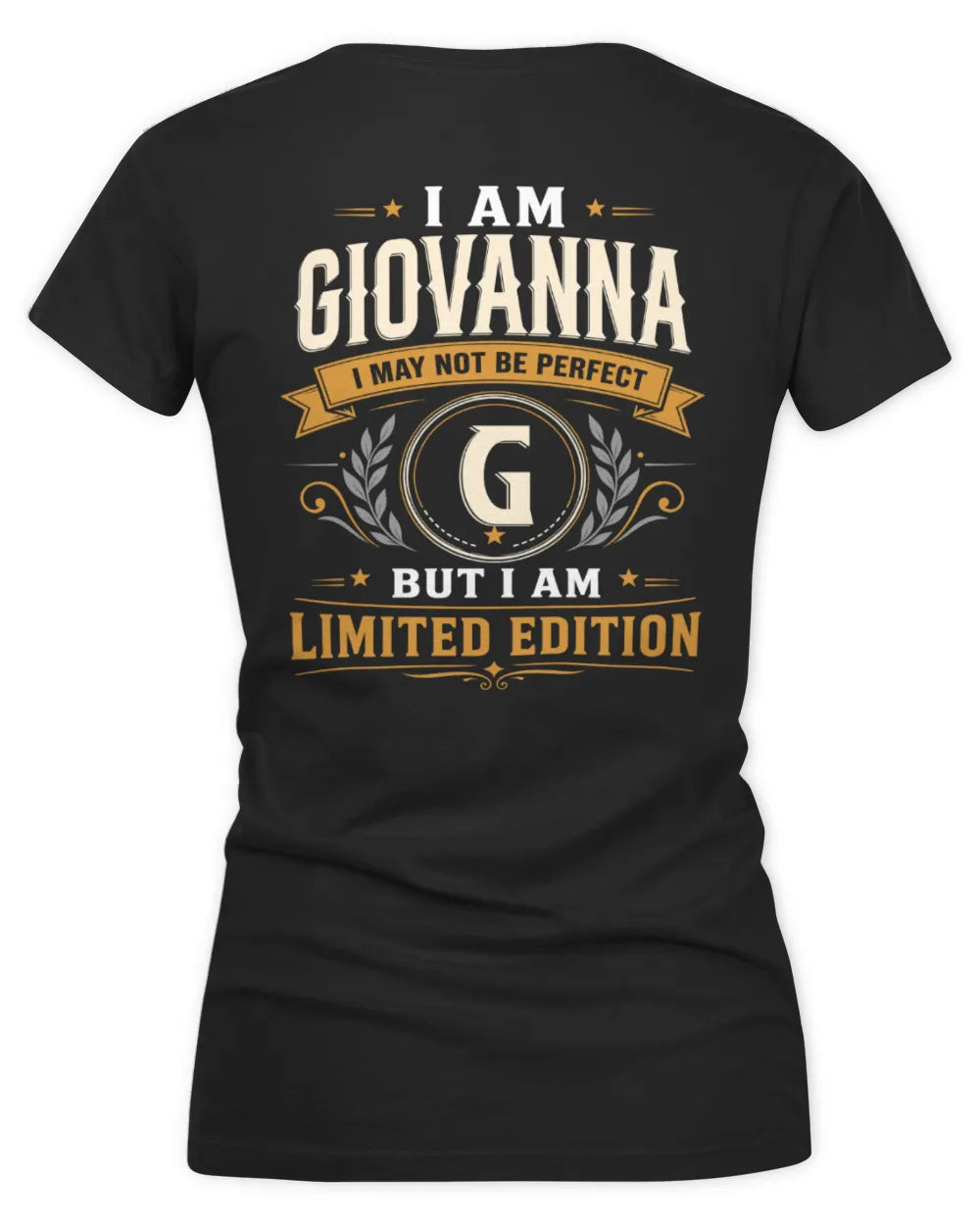 GIOVANNA KT88-V9 - Personalized “I Am NAME I May Not Be Perfect, But I Am Limited Edition” - Women's V-Neck T-Shirt - Black