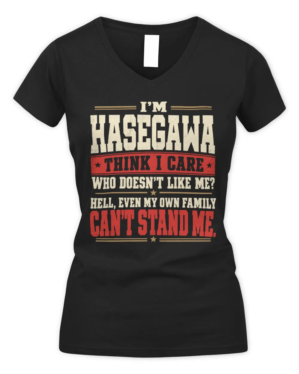 HASEGAWA-KTL06-H009 I’m [NAME] – Think I Care? Personalized Funny T-Shirt - Women's V-Neck T-Shirt - Black