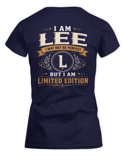 LEE KT88-V9 - Personalized “I Am NAME I May Not Be Perfect, But I Am Limited Edition” - Women's Standard T-Shirt - Navy