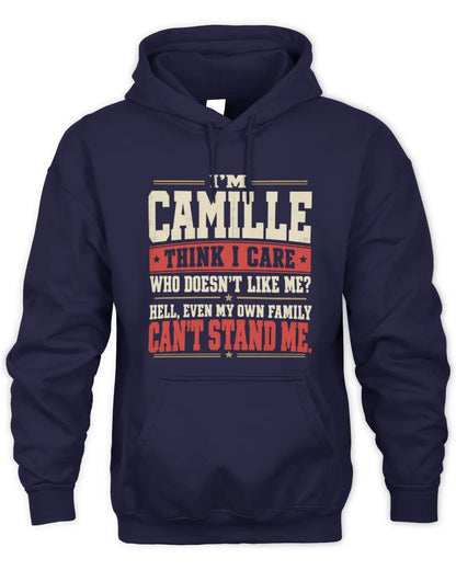 CAMILLE-KTL06-H009 I’m [NAME] – Think I Care? Personalized Funny T-Shirt - Unisex Hoodie - Navy