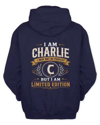 CHARLIE KT88-V9 - Personalized “I Am NAME I May Not Be Perfect, But I Am Limited Edition” - Unisex Hoodie - Navy