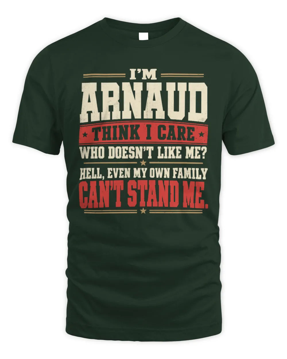 ARNAUD-KTL06-H009 I’m [NAME] – Think I Care? Personalized Funny T-Shirt - Unisex Standard T-Shirt - Forest Green