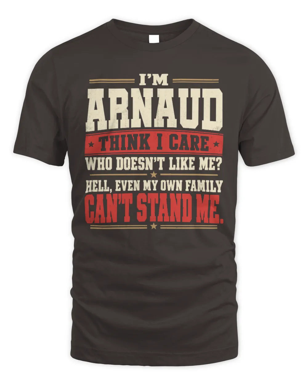 ARNAUD-KTL06-H009 I’m [NAME] – Think I Care? Personalized Funny T-Shirt - Unisex Standard T-Shirt - Dark Chocolate