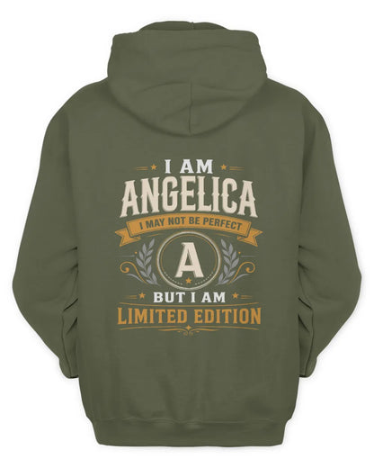 ANGELICA KT88-V9 - Personalized “I Am NAME I May Not Be Perfect, But I Am Limited Edition” - Unisex Hoodie - Military Green