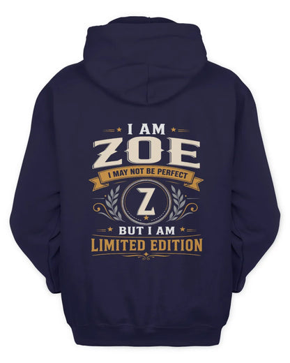 ZOE KT88-V9 - Personalized “I Am NAME I May Not Be Perfect, But I Am Limited Edition” - Unisex Hoodie - Navy