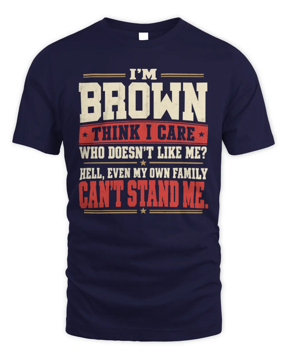 BROWN-KTL06-H009 I’m [NAME] – Think I Care? Personalized Funny T-Shirt - Unisex Standard T-Shirt - Navy
