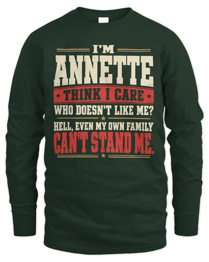 ANNETTE-KTL06-H009 I’m [NAME] – Think I Care? Personalized Funny T-Shirt - Men's Long Sleeved T-Shirt - Forest Green