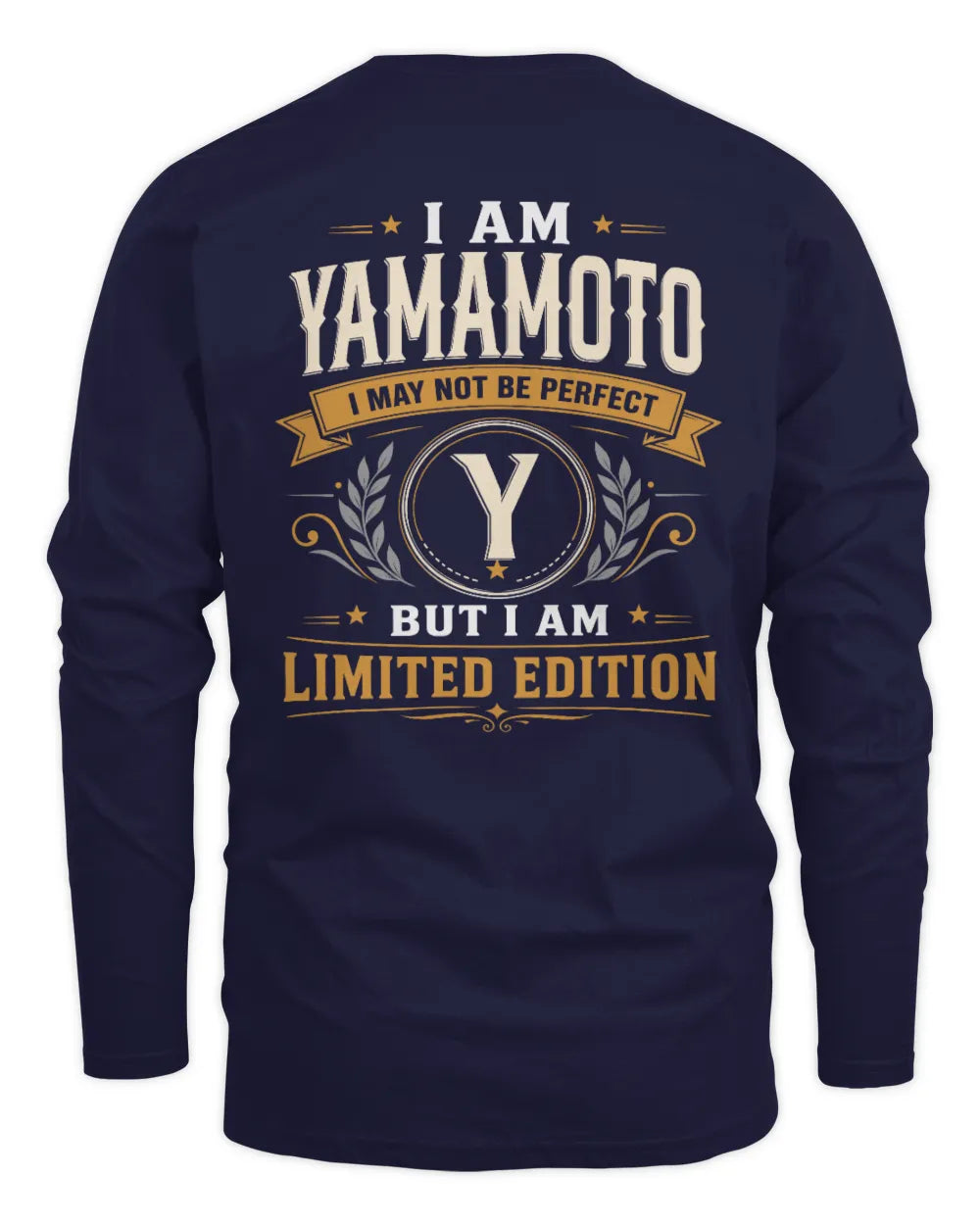 YAMAMOTO KT88-V9 - Personalized “I Am NAME I May Not Be Perfect, But I Am Limited Edition” - Men's Long Sleeved T-Shirt - Navy