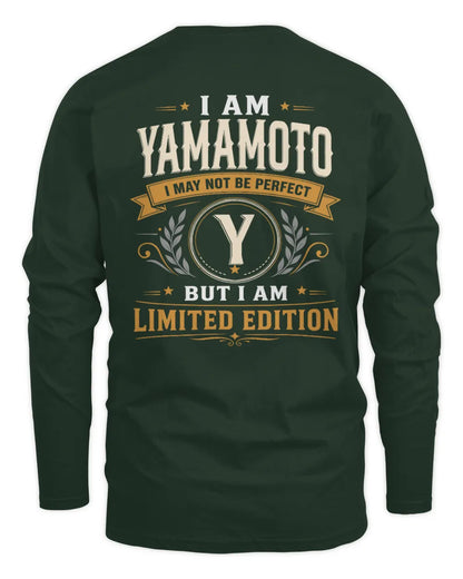 YAMAMOTO KT88-V9 - Personalized “I Am NAME I May Not Be Perfect, But I Am Limited Edition” - Men's Long Sleeved T-Shirt - Forest Green