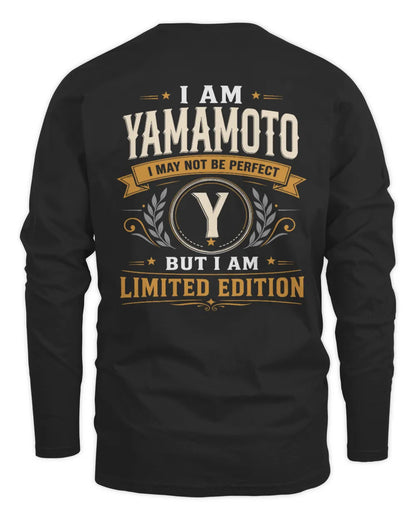 YAMAMOTO KT88-V9 - Personalized “I Am NAME I May Not Be Perfect, But I Am Limited Edition” - Men's Long Sleeved T-Shirt - Black