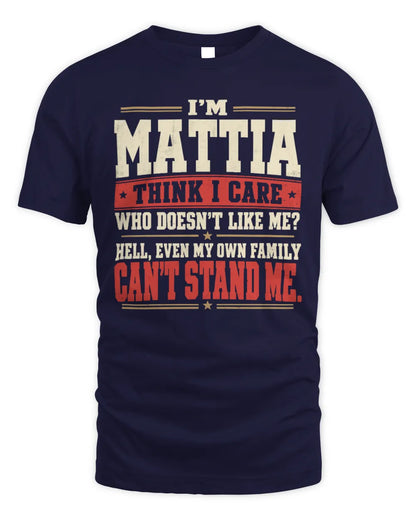 MATTIA-KTL06-H009 I’m [NAME] – Think I Care? Personalized Funny T-Shirt - Unisex Standard T-Shirt - Navy