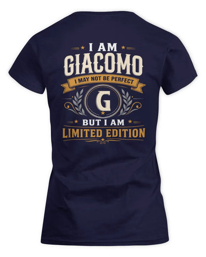 GIACOMO KT88-V9 - Personalized “I Am NAME I May Not Be Perfect, But I Am Limited Edition” - Women's Standard T-Shirt - Navy