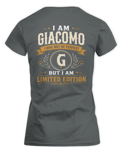 GIACOMO KT88-V9 - Personalized “I Am NAME I May Not Be Perfect, But I Am Limited Edition” - Women's Standard T-Shirt - Charcoal