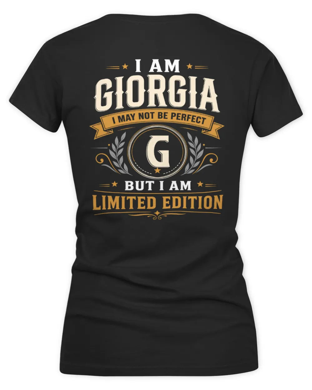 GIORGIA KT88-V9 - Personalized “I Am NAME I May Not Be Perfect, But I Am Limited Edition” - Women's V-Neck T-Shirt - Black
