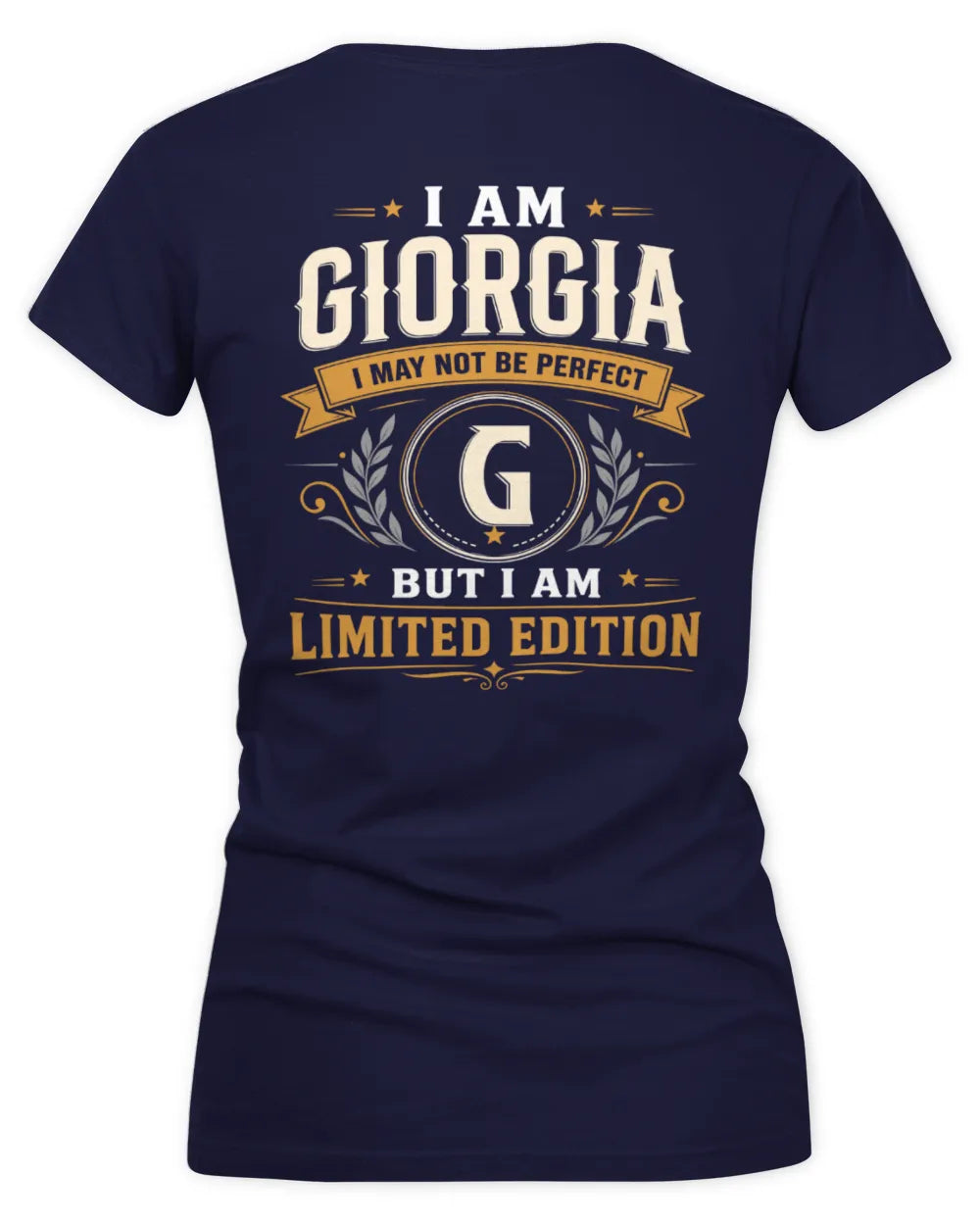 GIORGIA KT88-V9 - Personalized “I Am NAME I May Not Be Perfect, But I Am Limited Edition” - Women's V-Neck T-Shirt - Navy