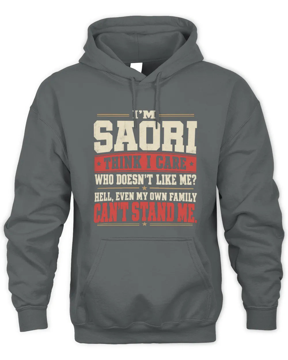 SAORI-KTL06-H009 I’m [NAME] – Think I Care? Personalized Funny T-Shirt - Unisex Hoodie - Charcoal